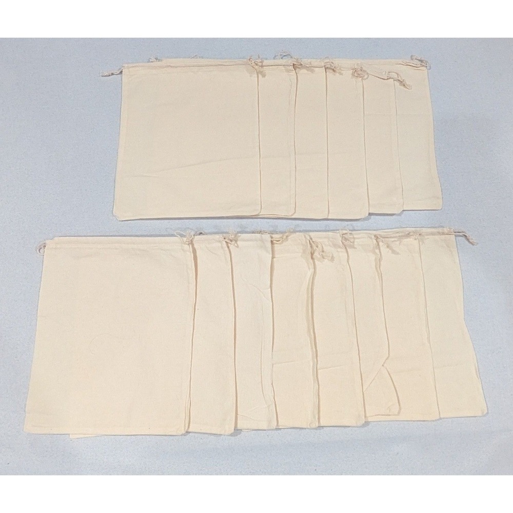 Unbranded Drawstring Bags Unisex OS Cream Excellent Cotton Muslin Pouch 15 Pack